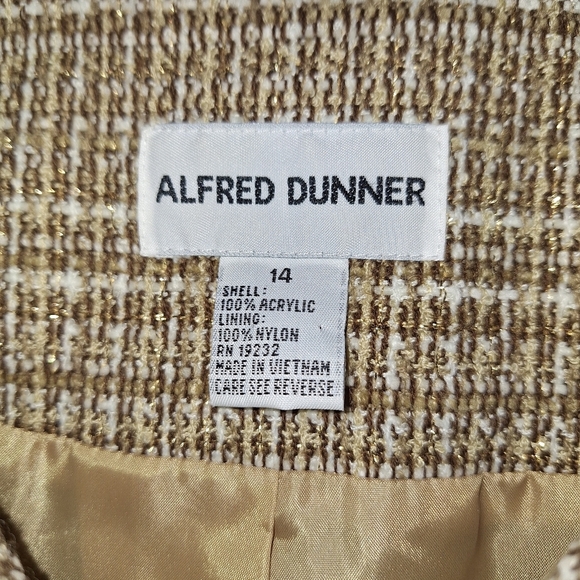Alfred Dunner  Sz 14 Gold Tan Beige Tweed Blazer Jacket W/Pockets - Picture 7 of 9